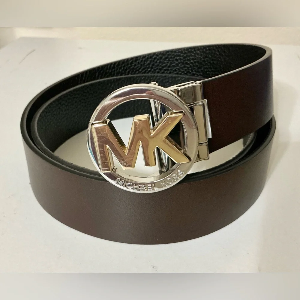 Michael Kors Reversible Logo Belt Leather Black, Brown M/L